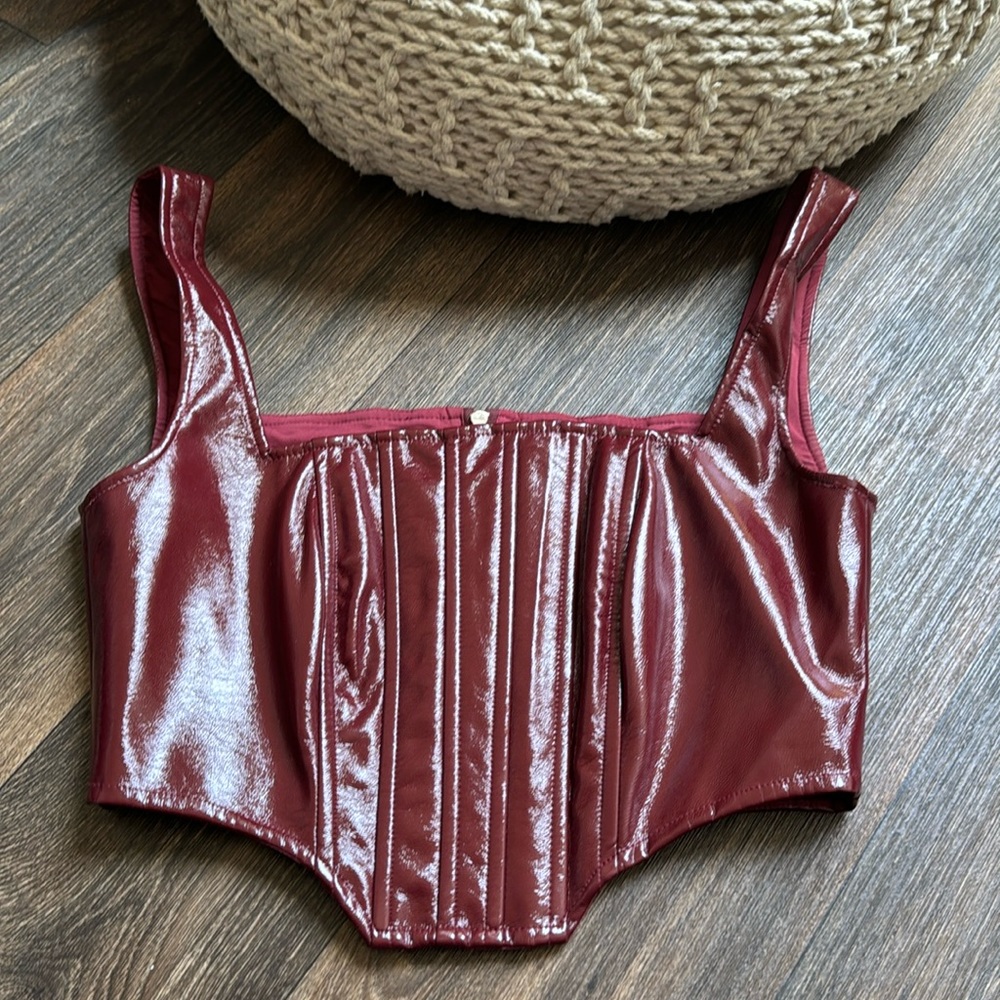 NICHOLAS Pia Faux Leather Crop Top